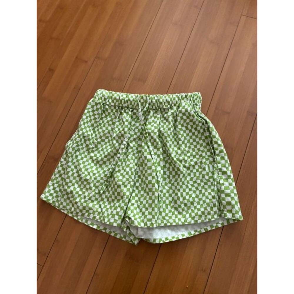 Peppermayo Green and white checkered pull-on shorts US 4 Small
